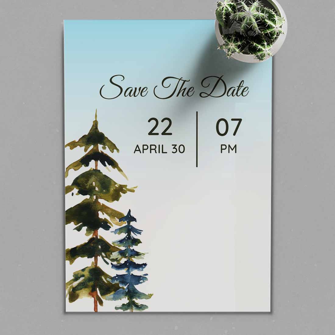 Winter Rustic Pine Trees Wedding Card preview.