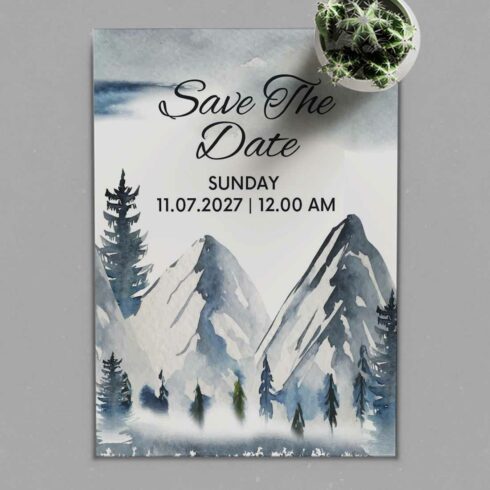 Snow Covered Fir Trees Winter Wedding Card preview.