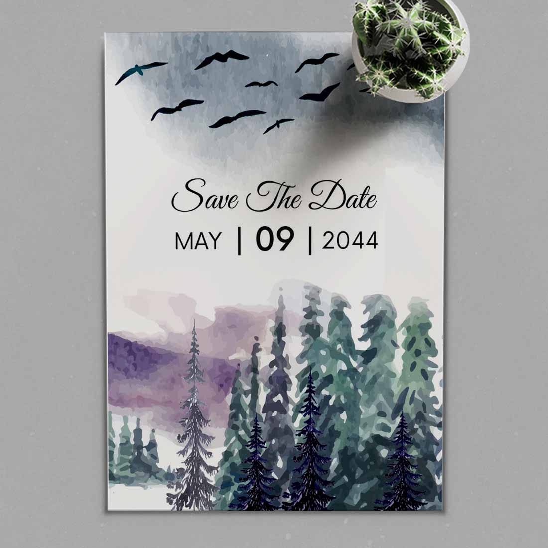 Winter Wedding Card With Pine Trees cover image.