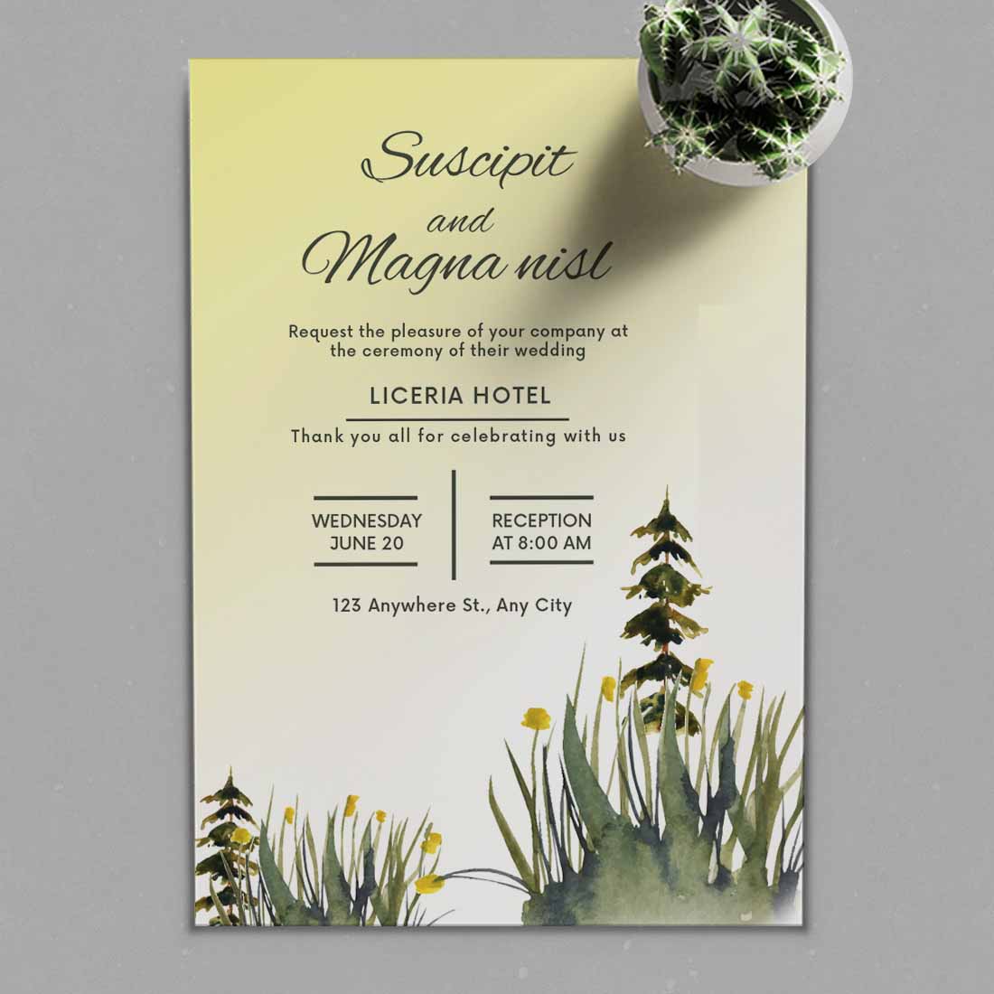 Rustic Watercolor Forest Wedding Invitation Card preview.