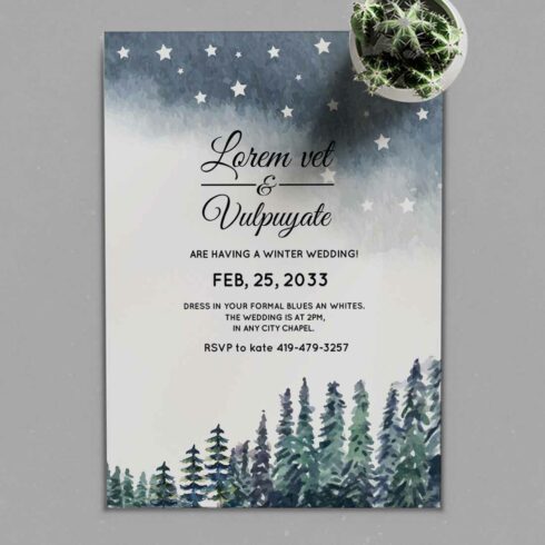 Wonderland Winter Wedding Card Template main cover.