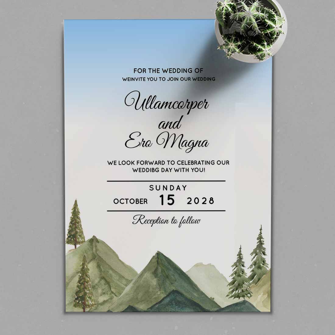 Image of unique wedding card with landscape design