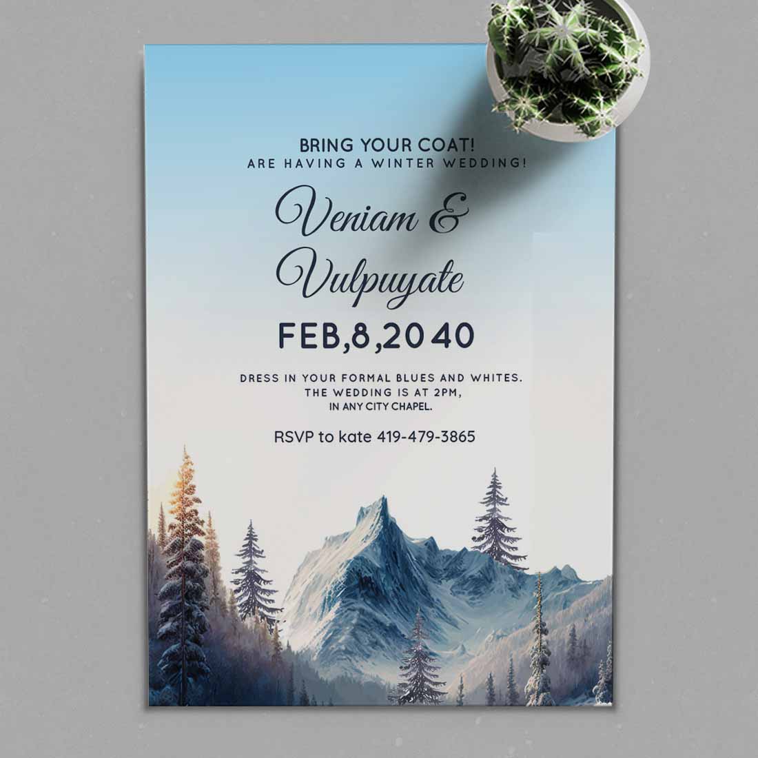 Image of amazing wedding card with winter design