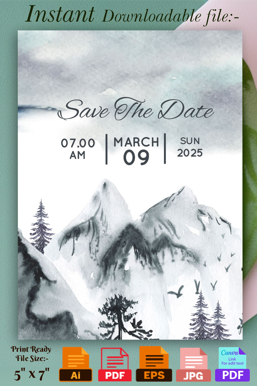 Winter Green Landscape Wedding Card Pinterest.