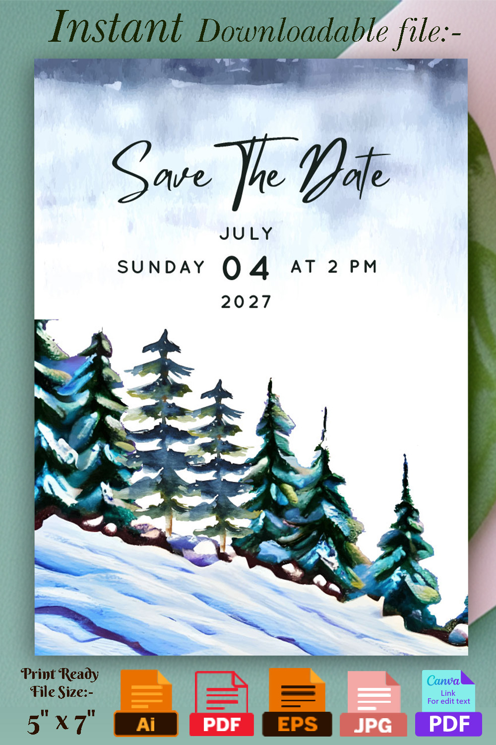 Snow Winter Pine Trees Wedding Card Pinterest.