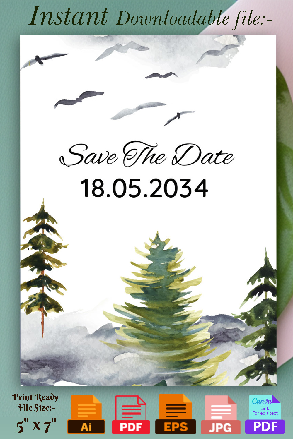 Woodland Winter Wedding Card Pine Tree Pinterest.