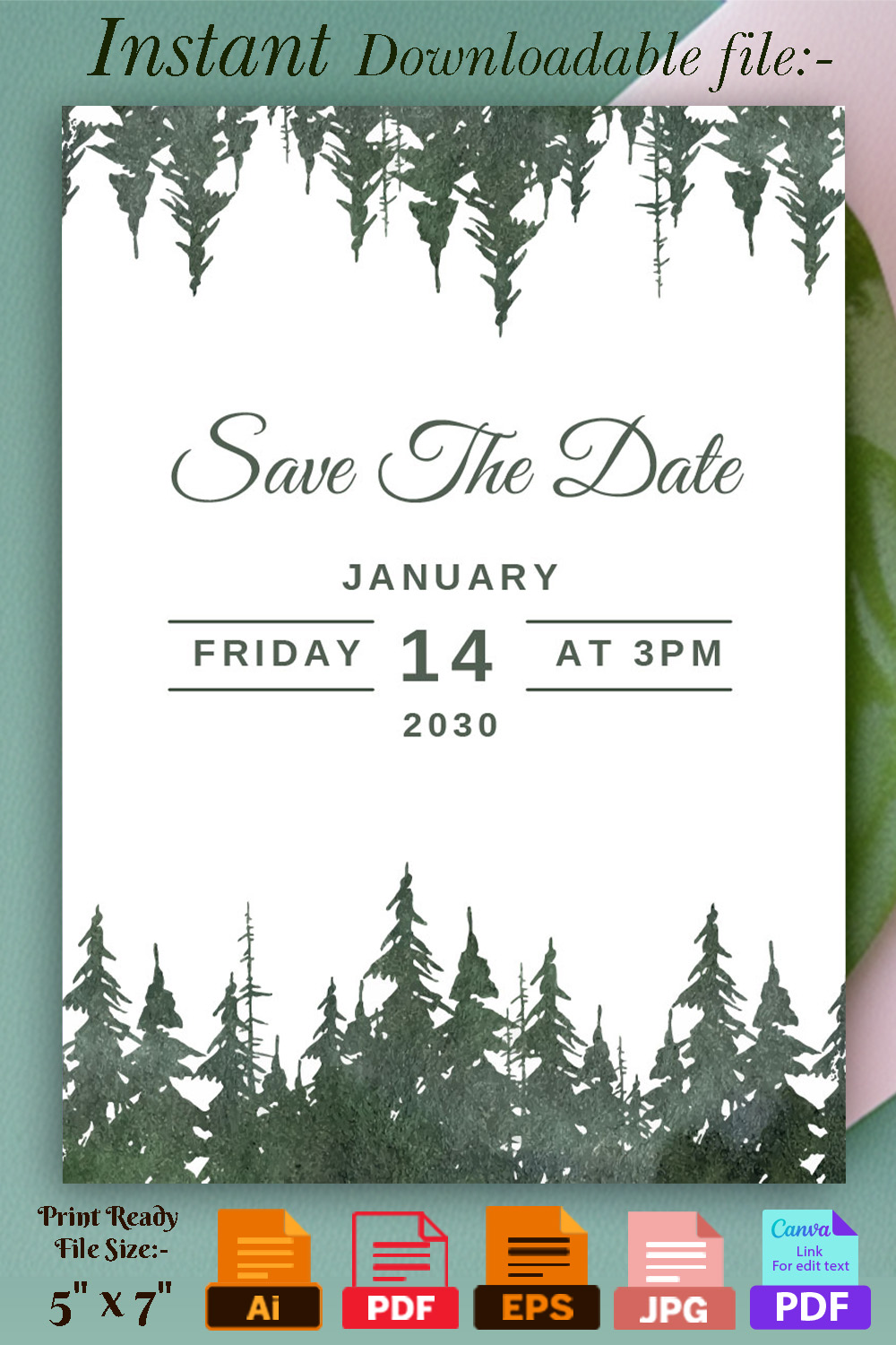 Image of irresistible wedding card with winter design