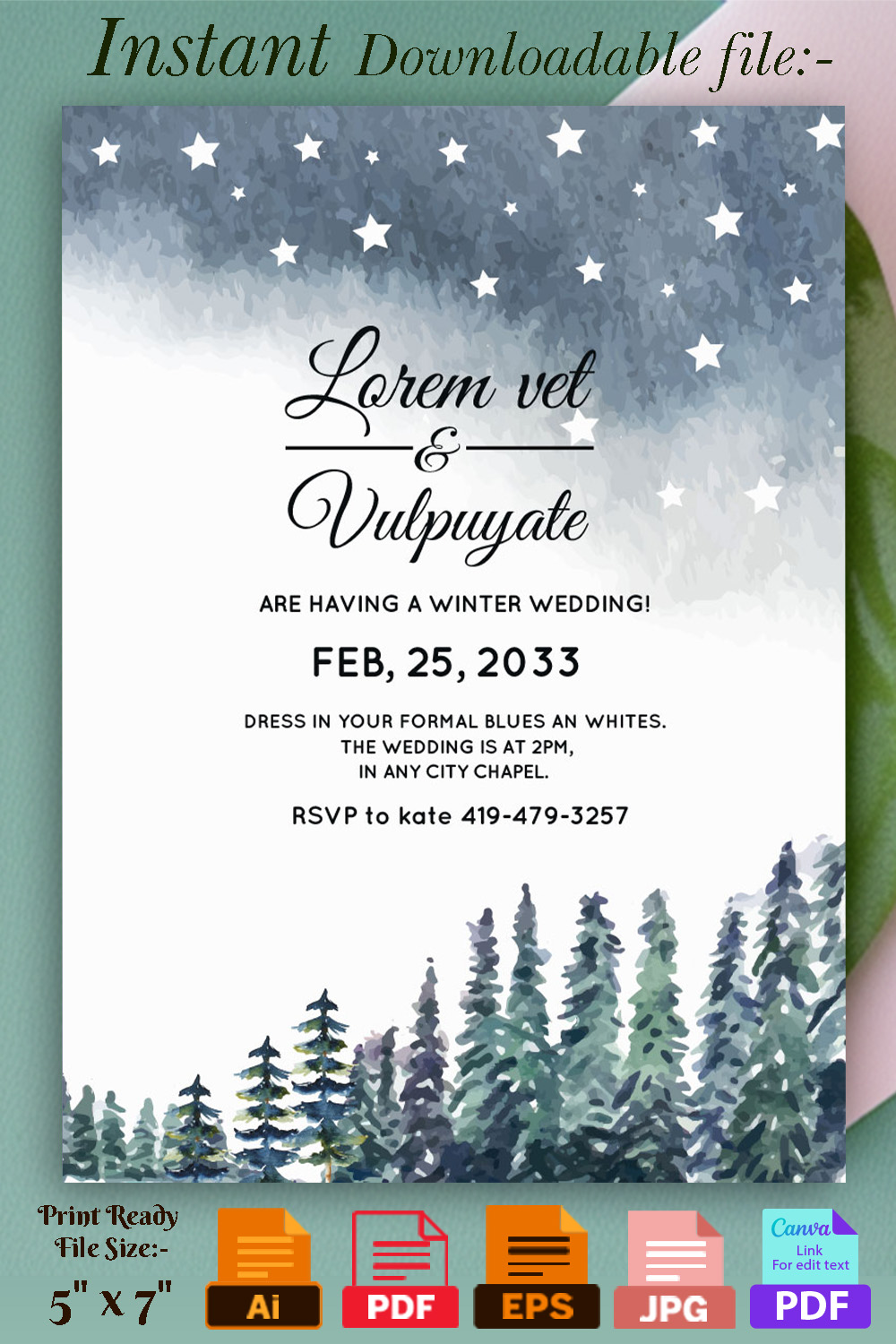 wedding invitation card winter background p2 84