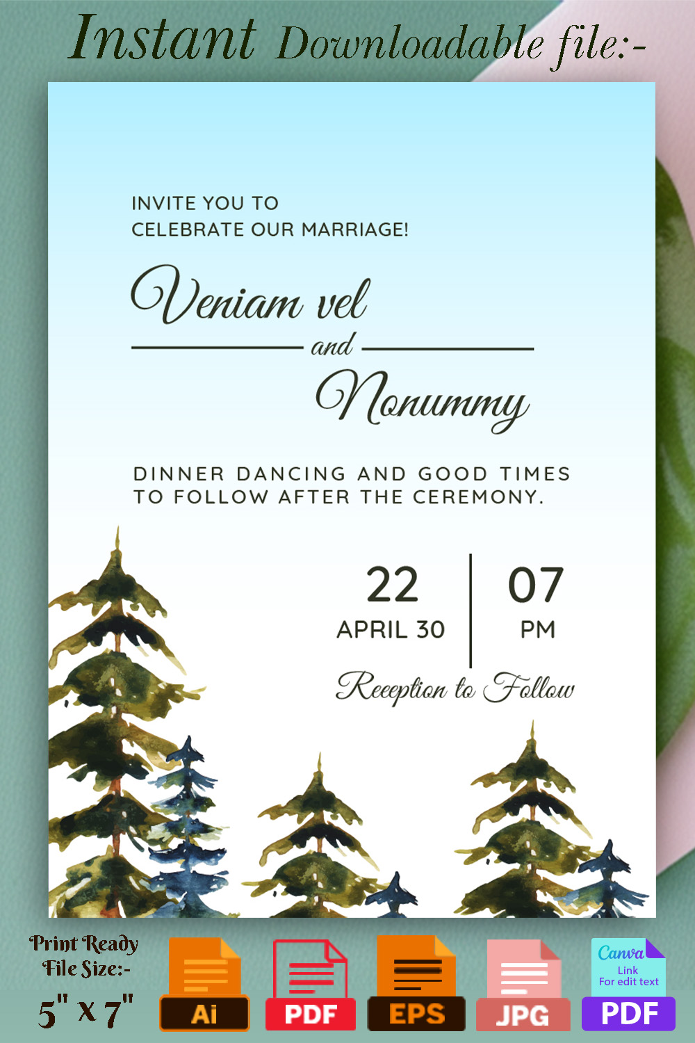 Winter Rustic Pine Trees Wedding Card Pinterest.