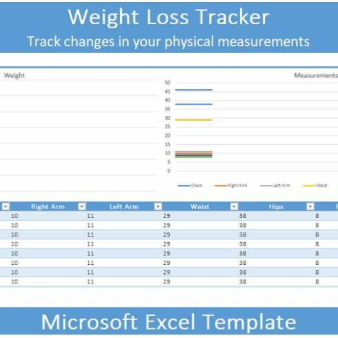 Editable Weight Loss Tracker Template for Microsoft Excel - MasterBundles