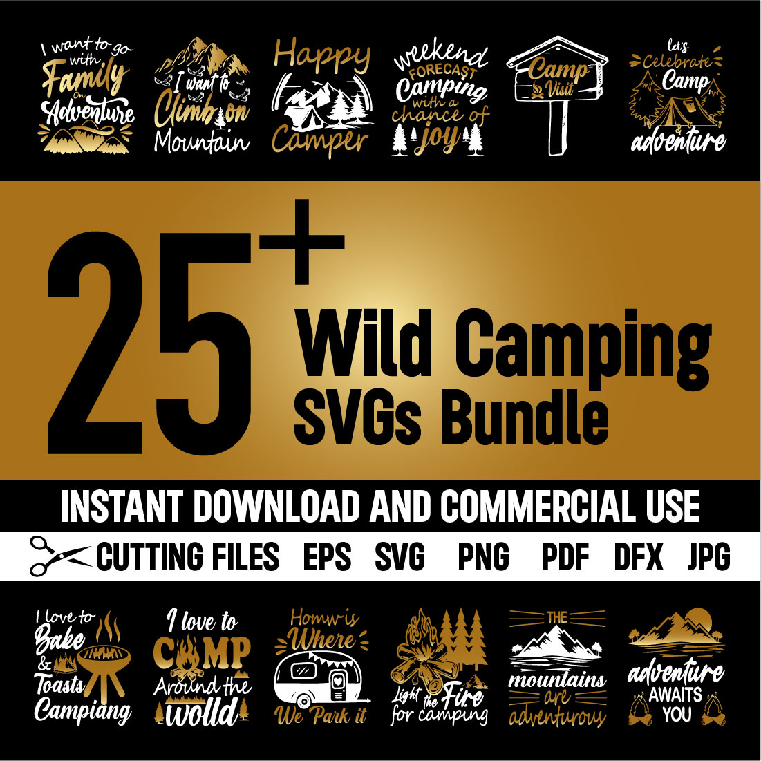 Wild Camping SVG Design cover image.