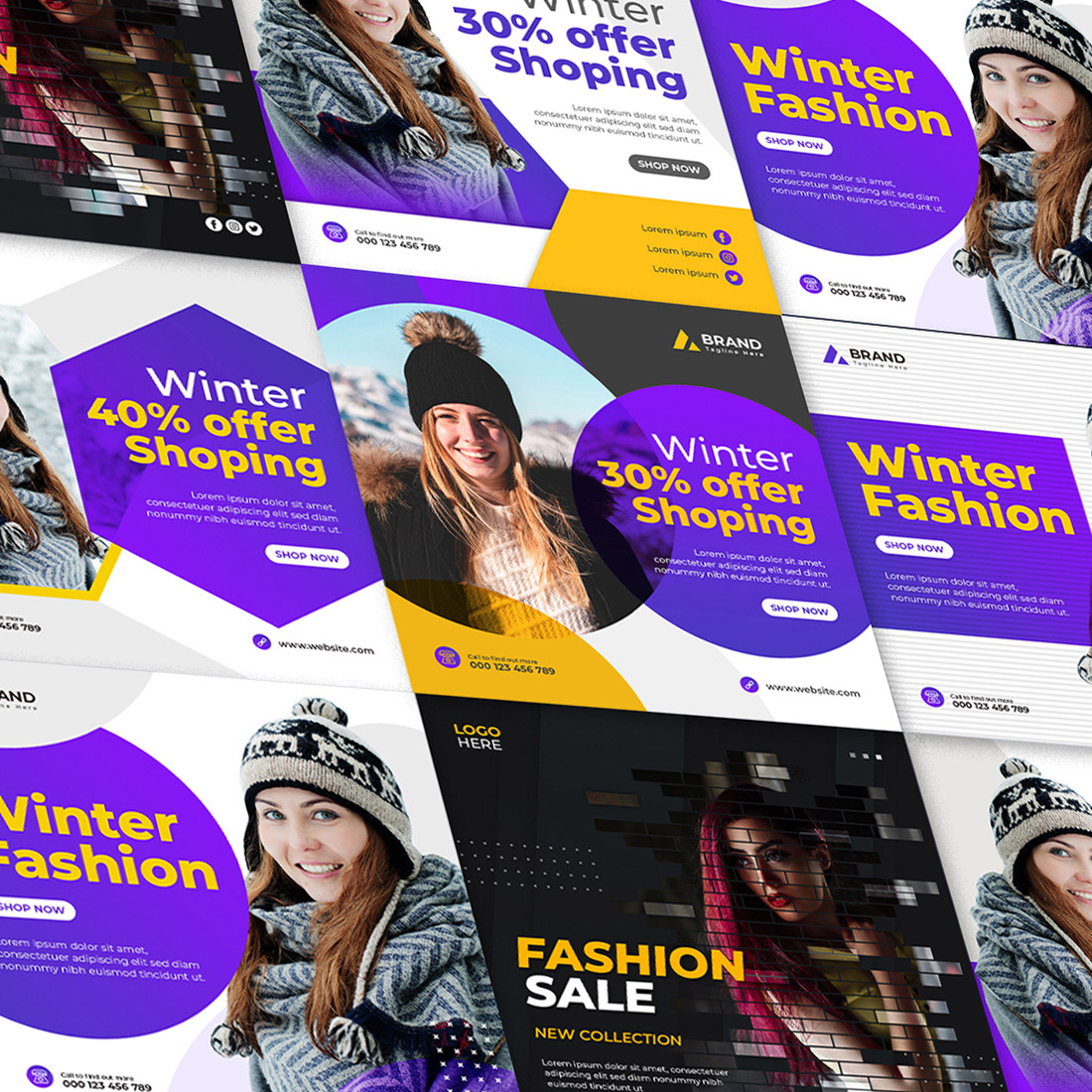 Winter Sale Fashion Instagram Post Templates presentation.