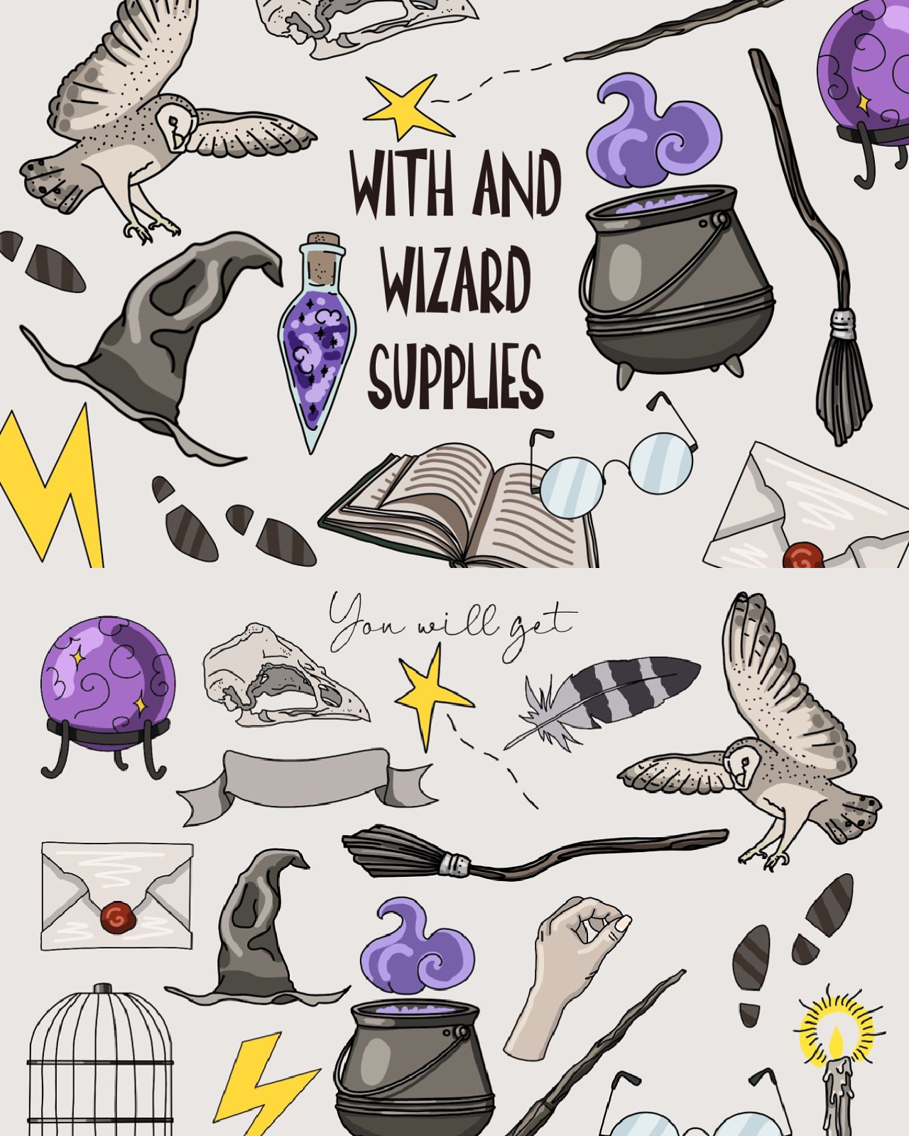 Witch and wizard supplies pinterest image preview.