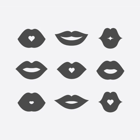 Women Lips Icon Set.