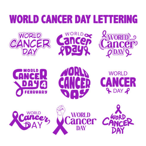 World Cancer Day Lettering Illustration Bundle cover image.