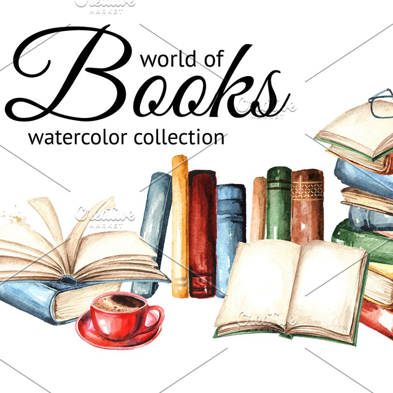 World of books. watercolor set main image preview.