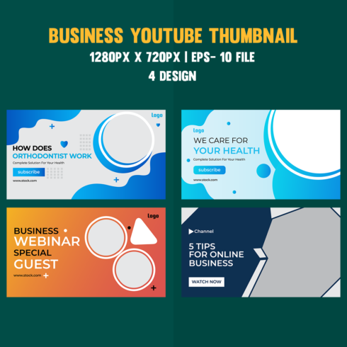 Multipurpose Business Youtube Thumbnail Vector Template Bundle - 1 main cover
