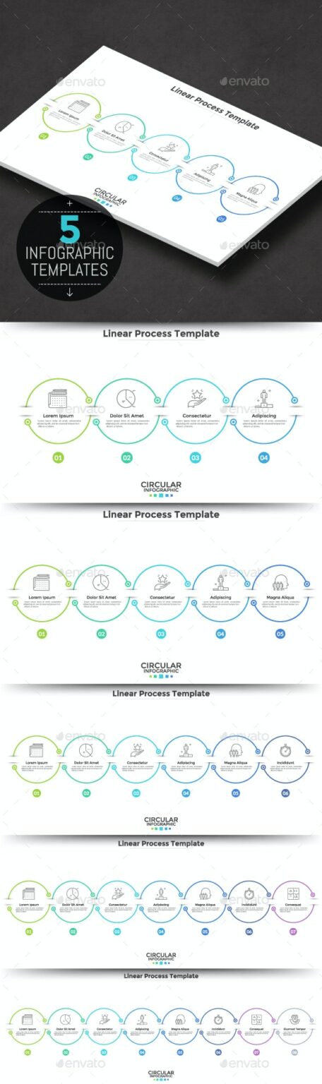 5 Linear Infographic Templates – MasterBundles