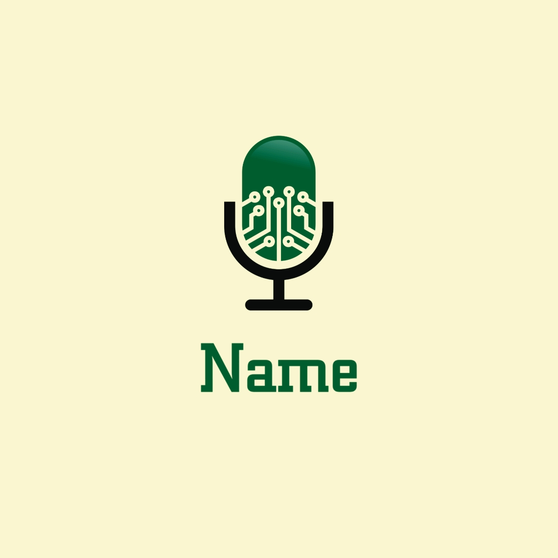 Green microphone logo.