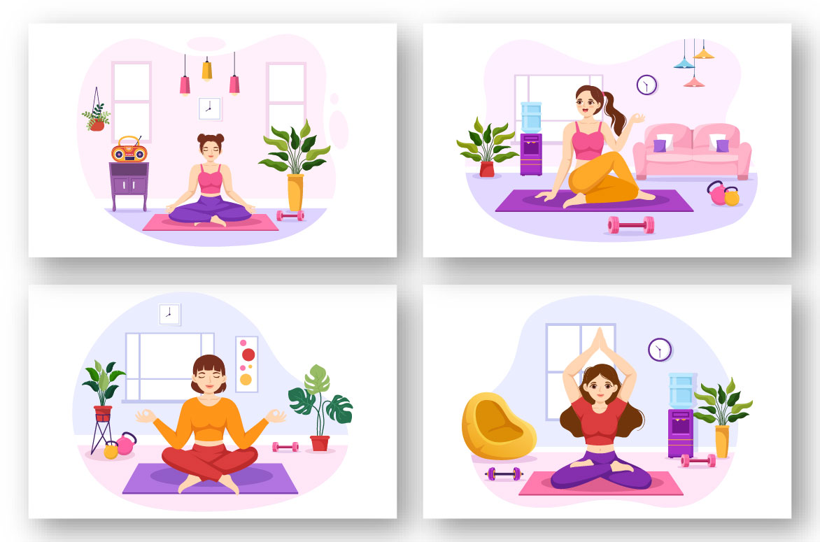 Meditation and Yoga Practices Illustration preview image.