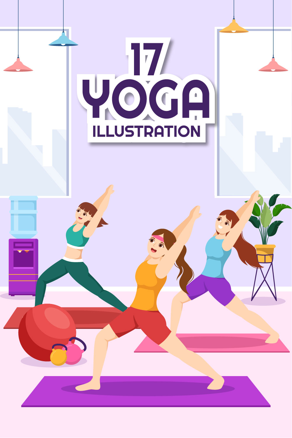 Meditation and Yoga Practices Illustration pinterest image.