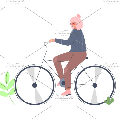 Young woman riding bike main image preview.
