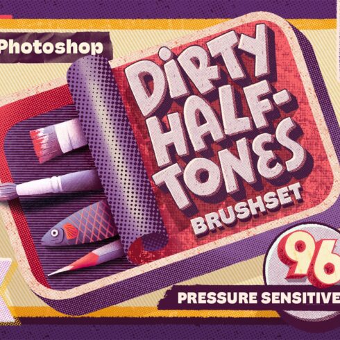 Dirty Halftones Photoshop Brush Setcover image.