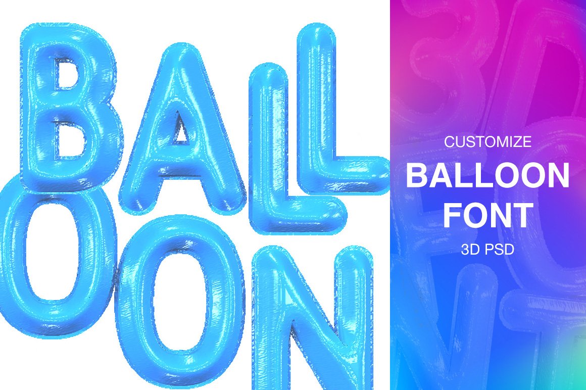 3D FONT | BALLOON | 3D PSD cover image.