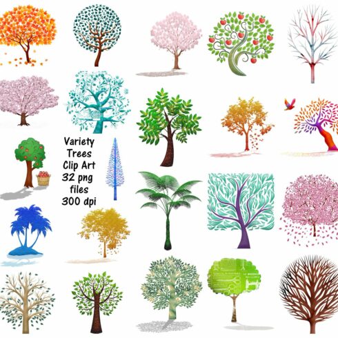 Tree Variety ClipArt(Watercolor,Etc) cover image.