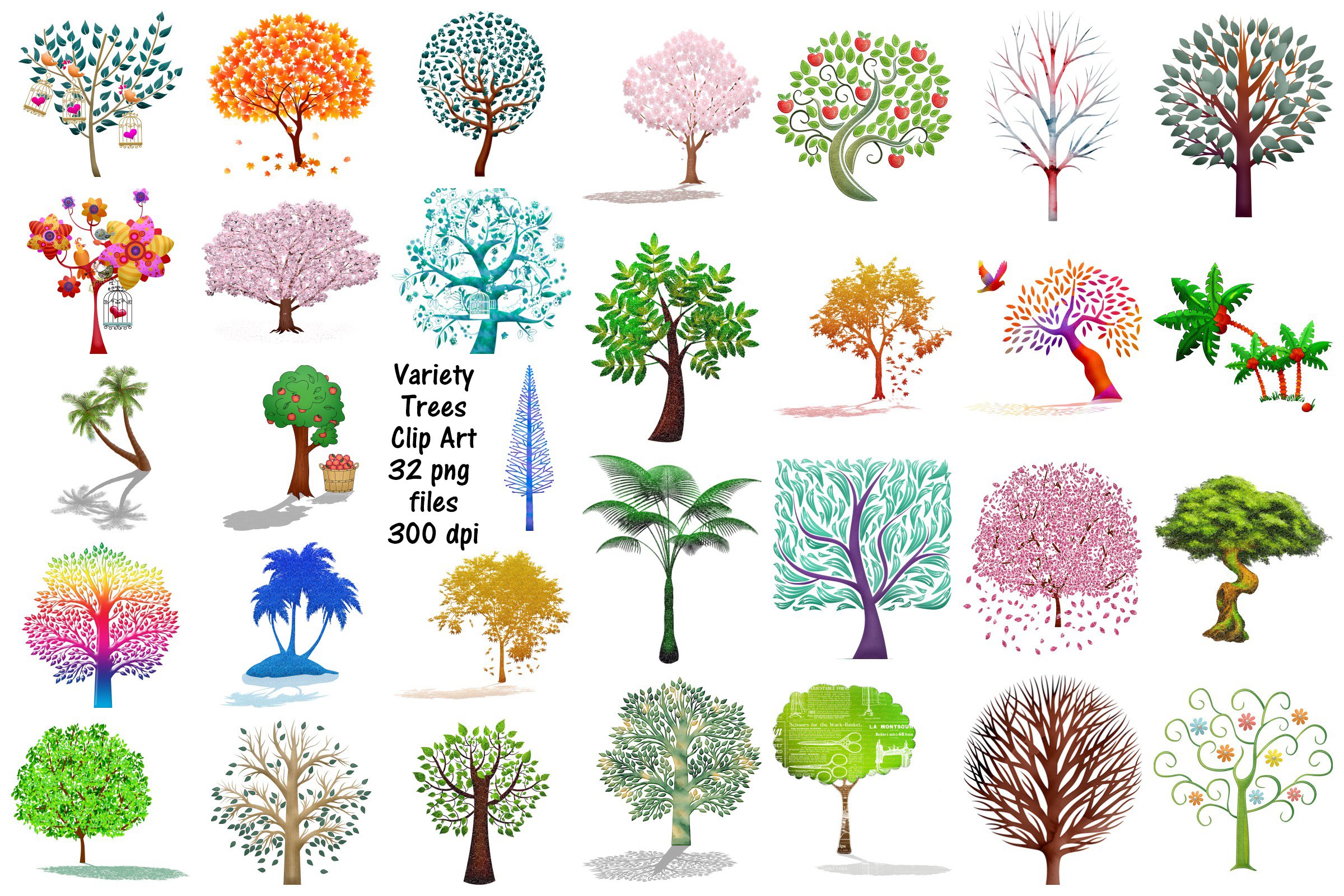 Tree Variety ClipArt(Watercolor,Etc) cover image.