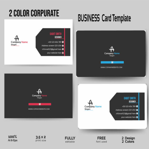 2 Corporates business Card Template Design cover image.