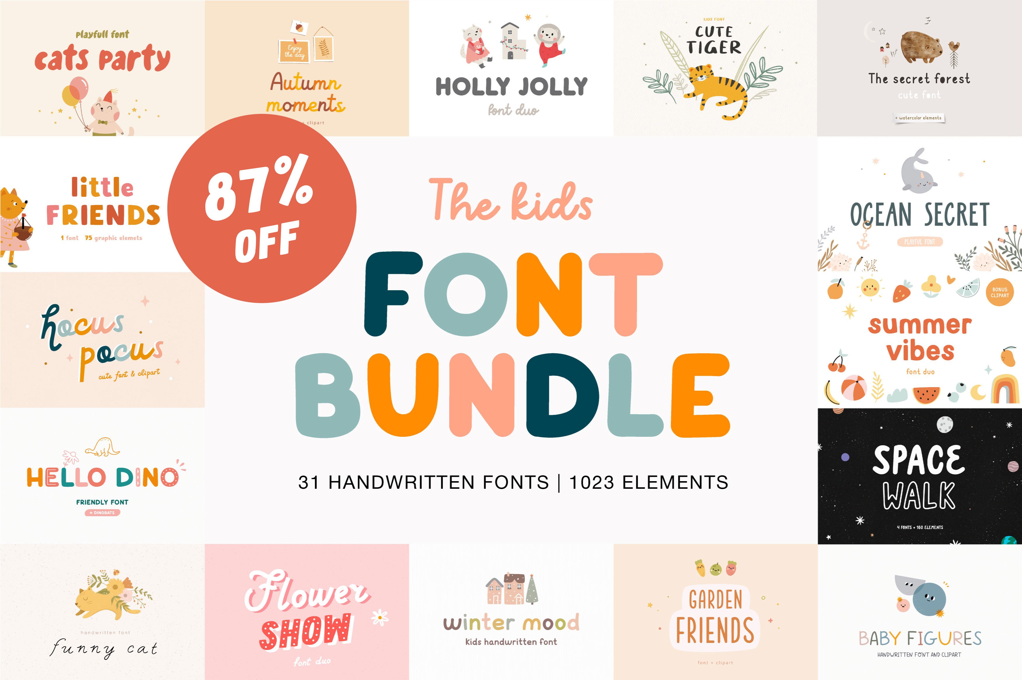 Kids Font BUNDLE | 87% Off cover image.