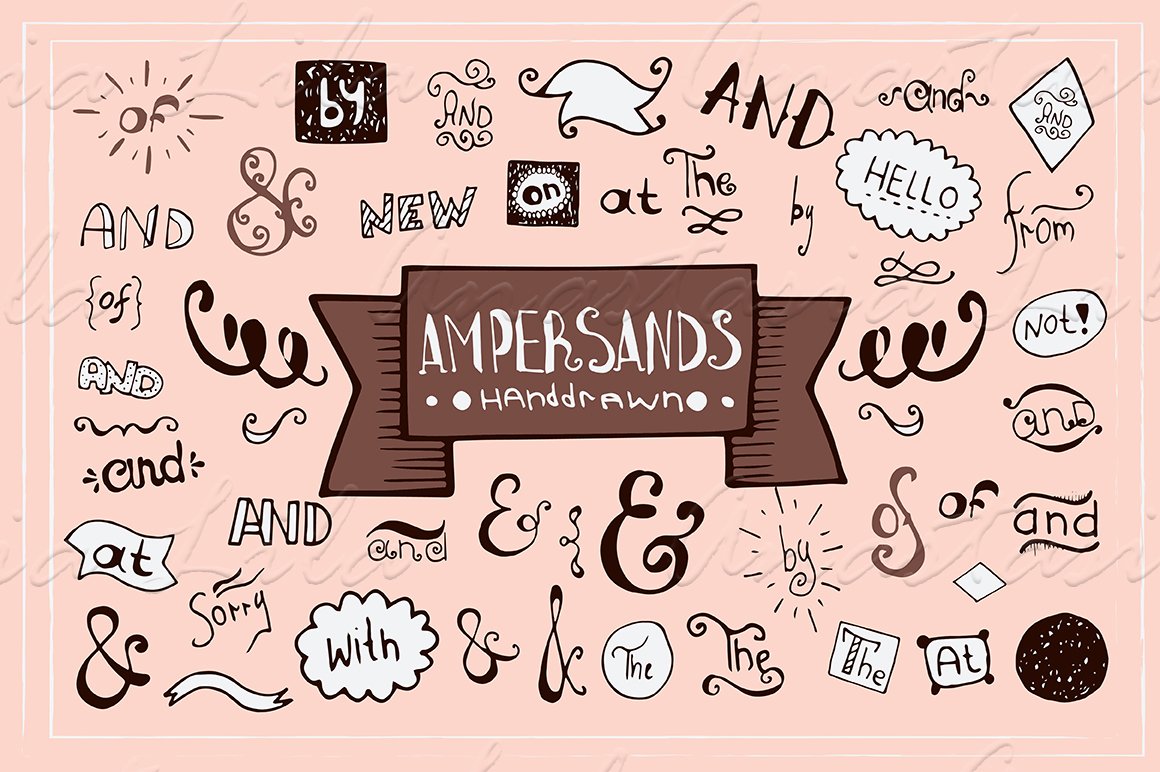 Set of hand-drawn ampersands cover image.