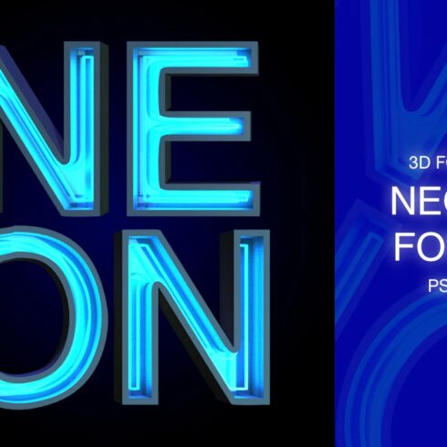 3D FONT | NEON | 3D PSD cover image.