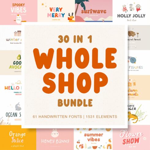 Whole shop BUNDLE | Fonts & Graphics cover image.