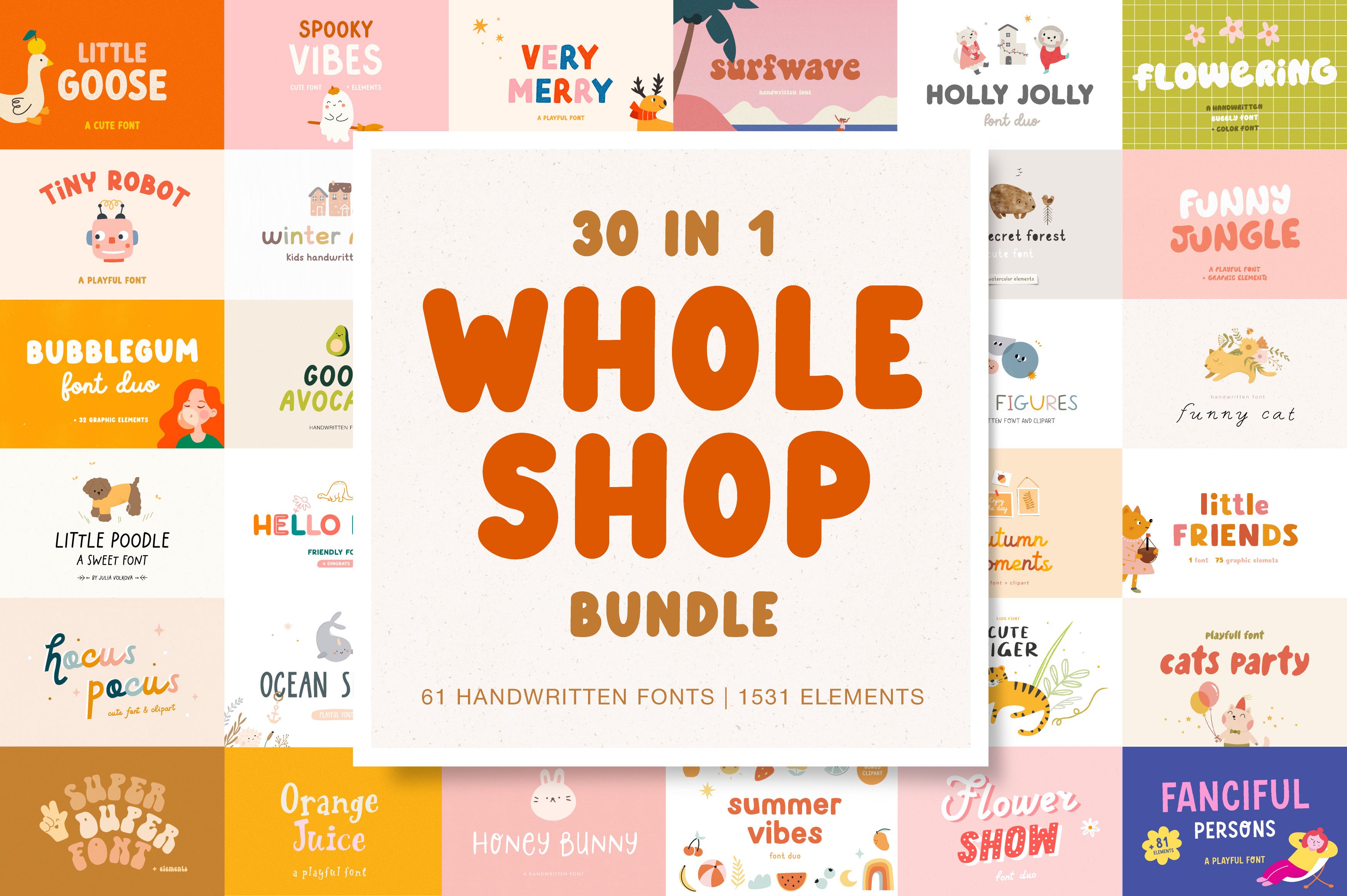 Whole shop BUNDLE | Fonts & Graphics cover image.