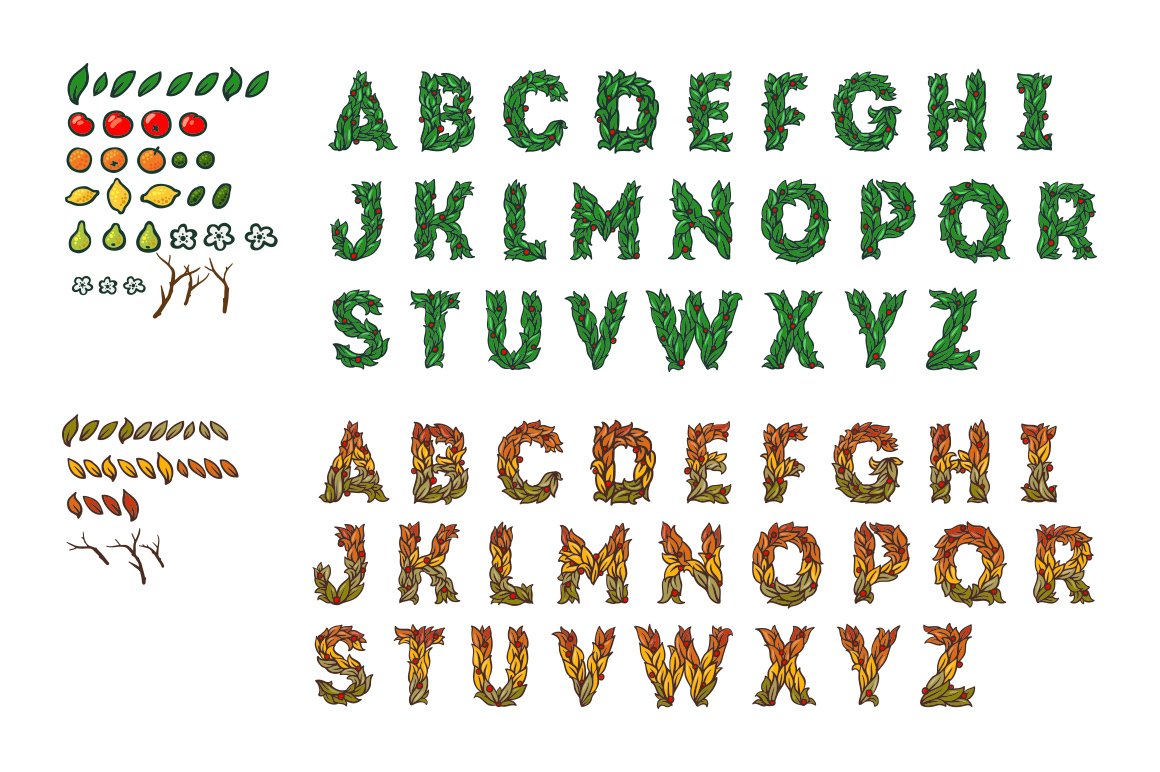 Full editable alphabet & patterns preview image.