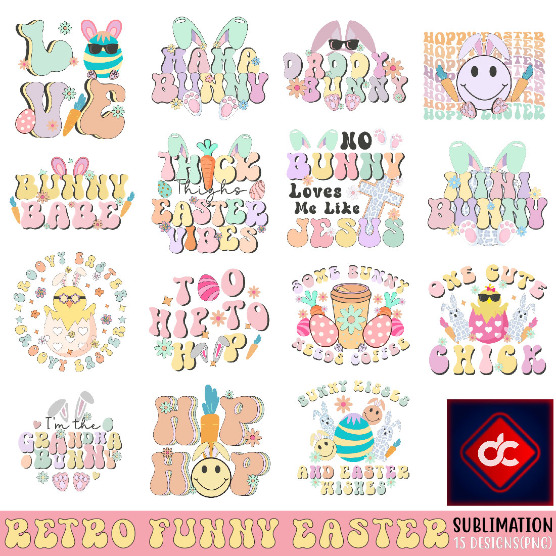 Retro Funny Easter Sublimation Bundle cover image.