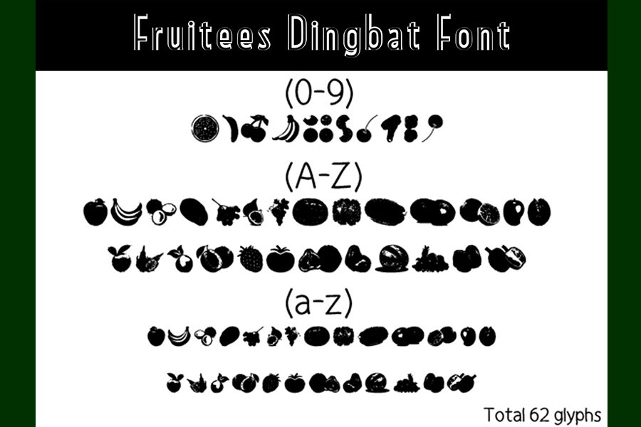Fruitees Dinbat Font cover image.