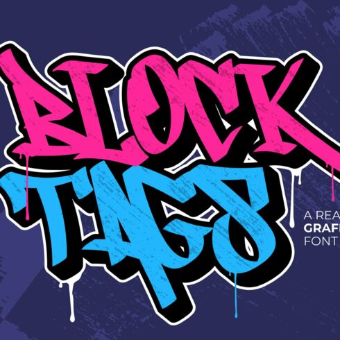 Block Tags - Realistic Graffiti Font cover image.