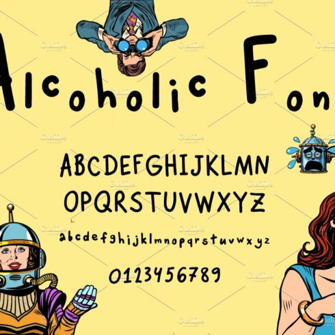 Alcoholic font handwritten alphabet cover image.