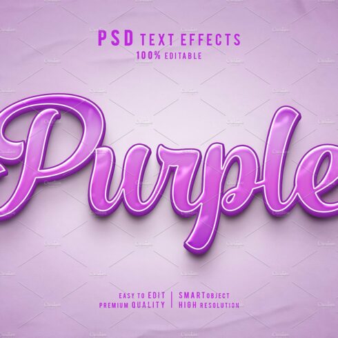 Creative Purple 3d text effectscover image.