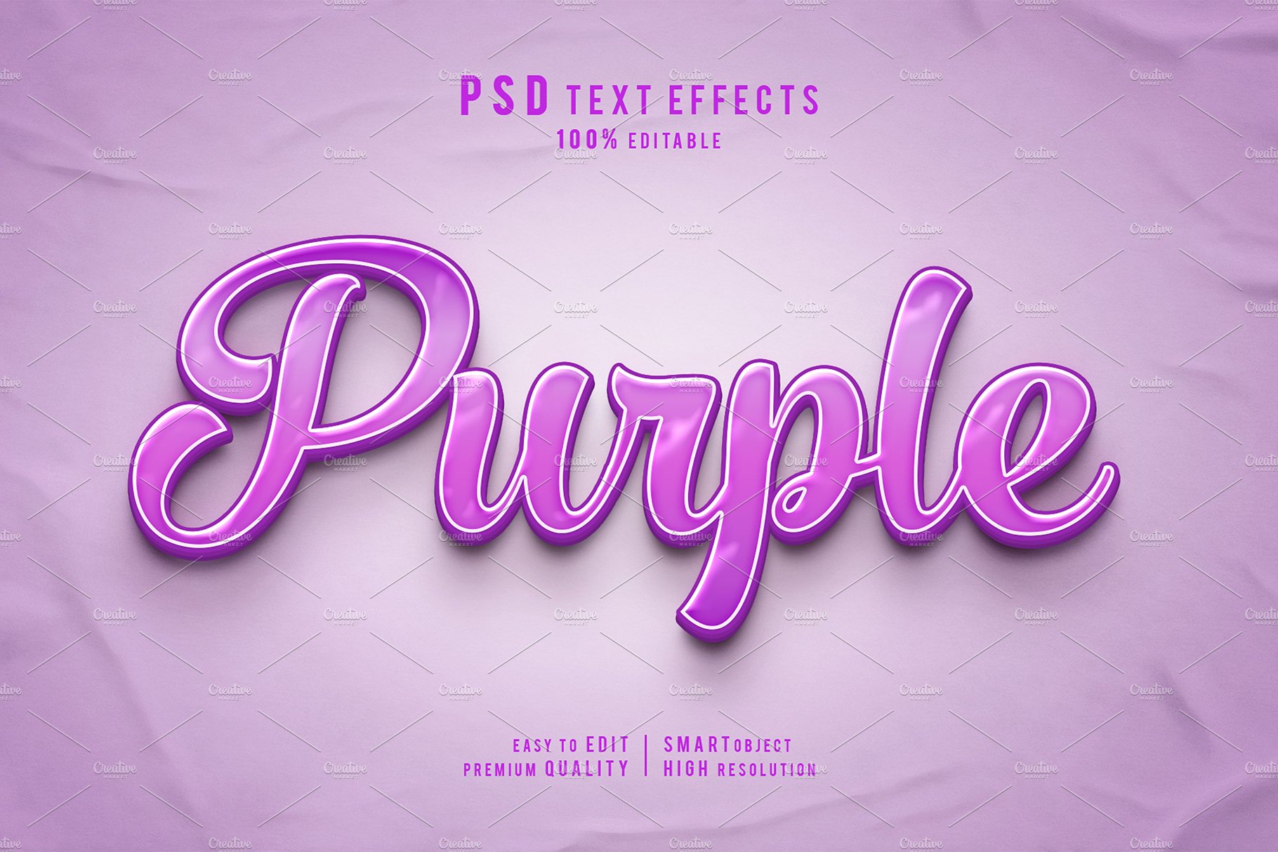 Creative Purple 3d text effectscover image.