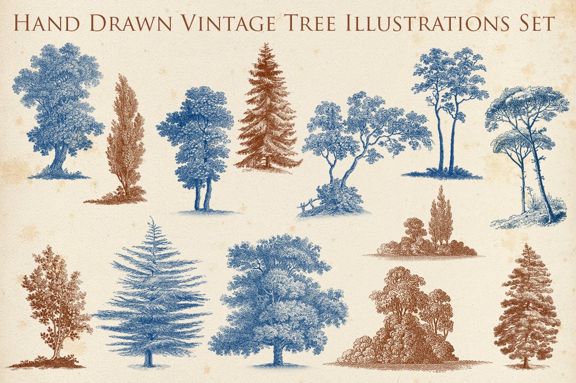 Hand Drawn Vintage Tree Set 1 cover image.