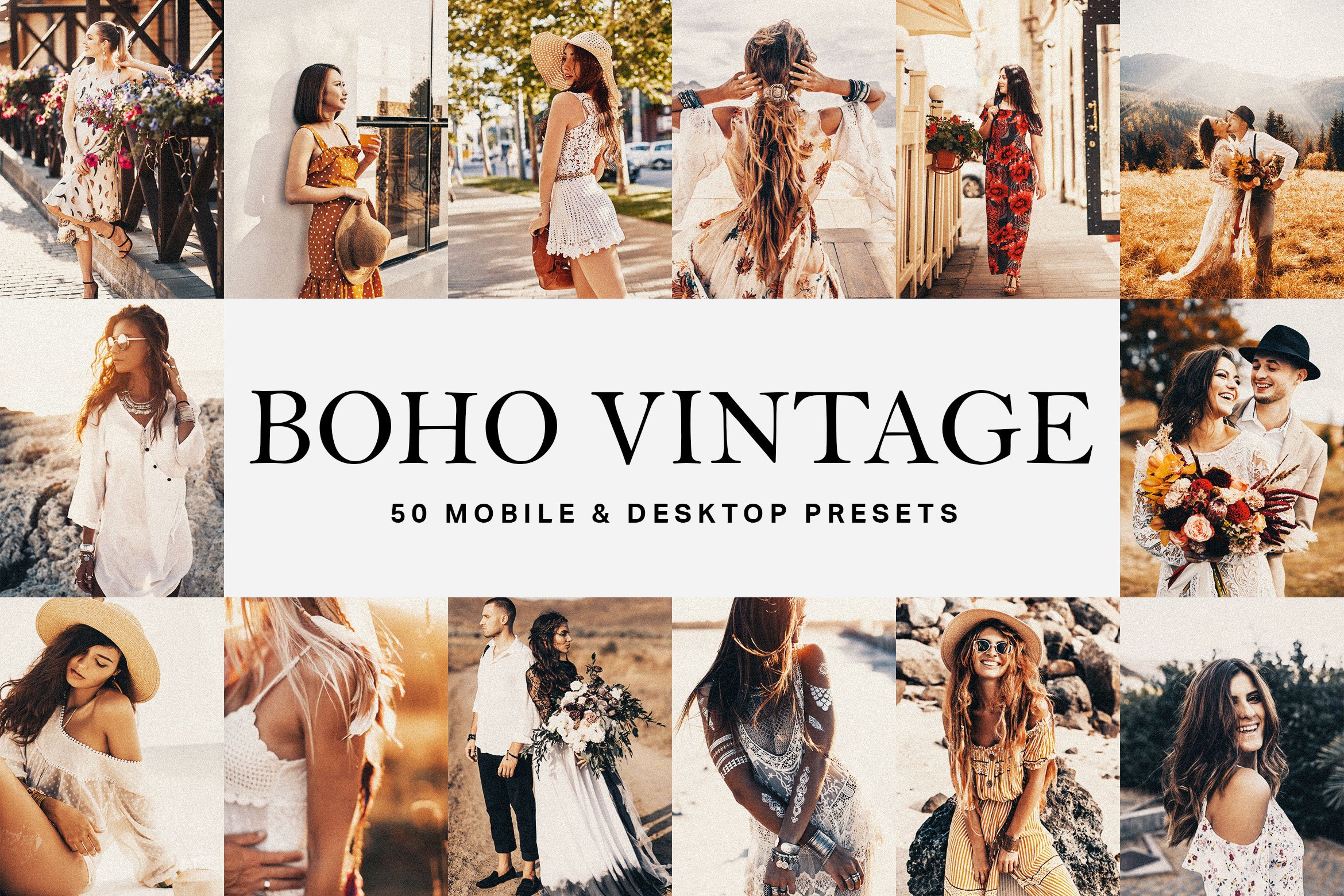 50 Boho Vintage Lightroom Presetscover image.