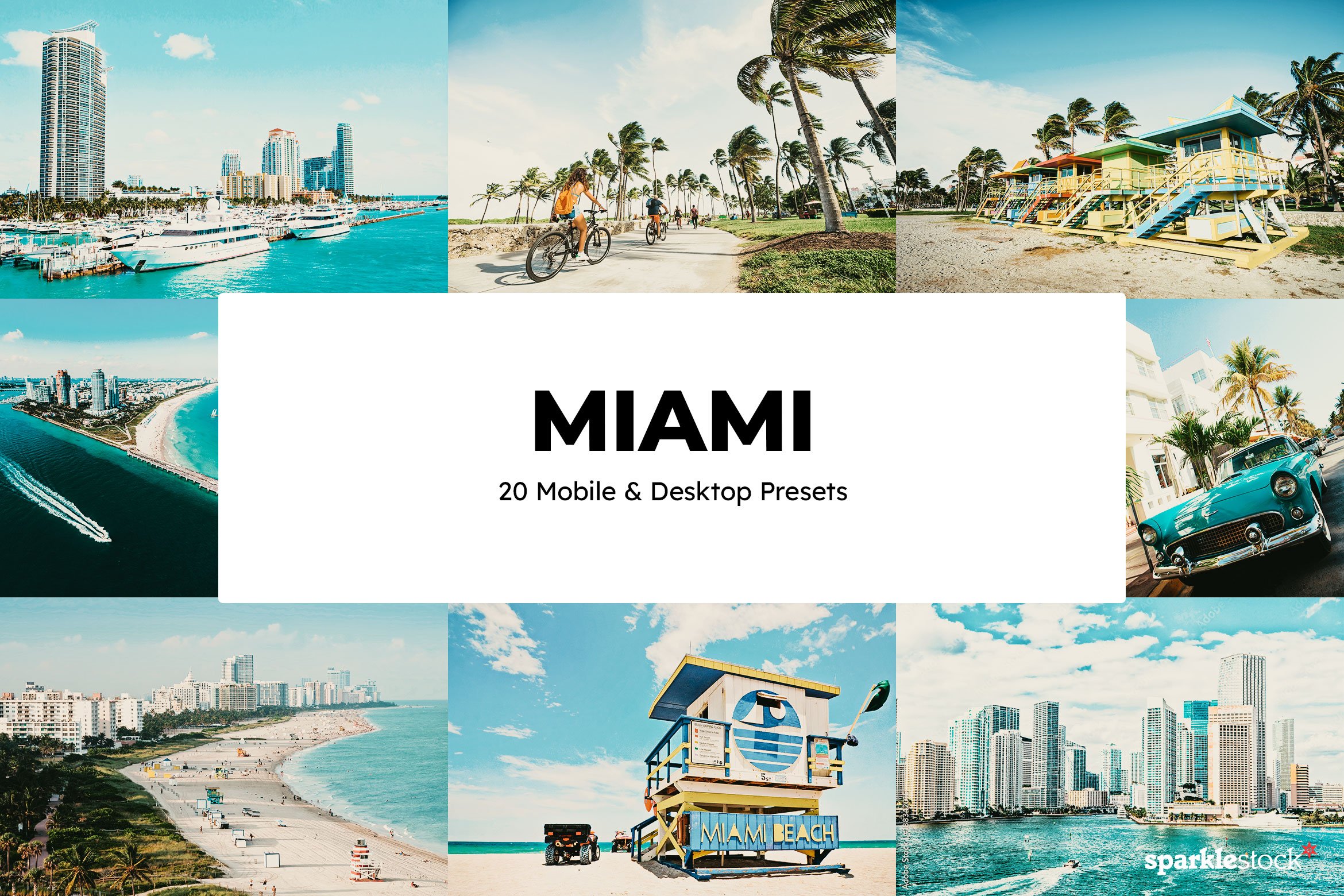 20 Miami Lightroom Presets LUTscover image.