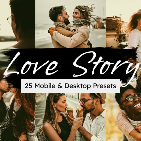25 Love Story Lightroom Presets LUTscover image.
