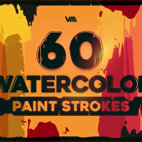 60 Watercolor Paint Strokes Brushescover image.