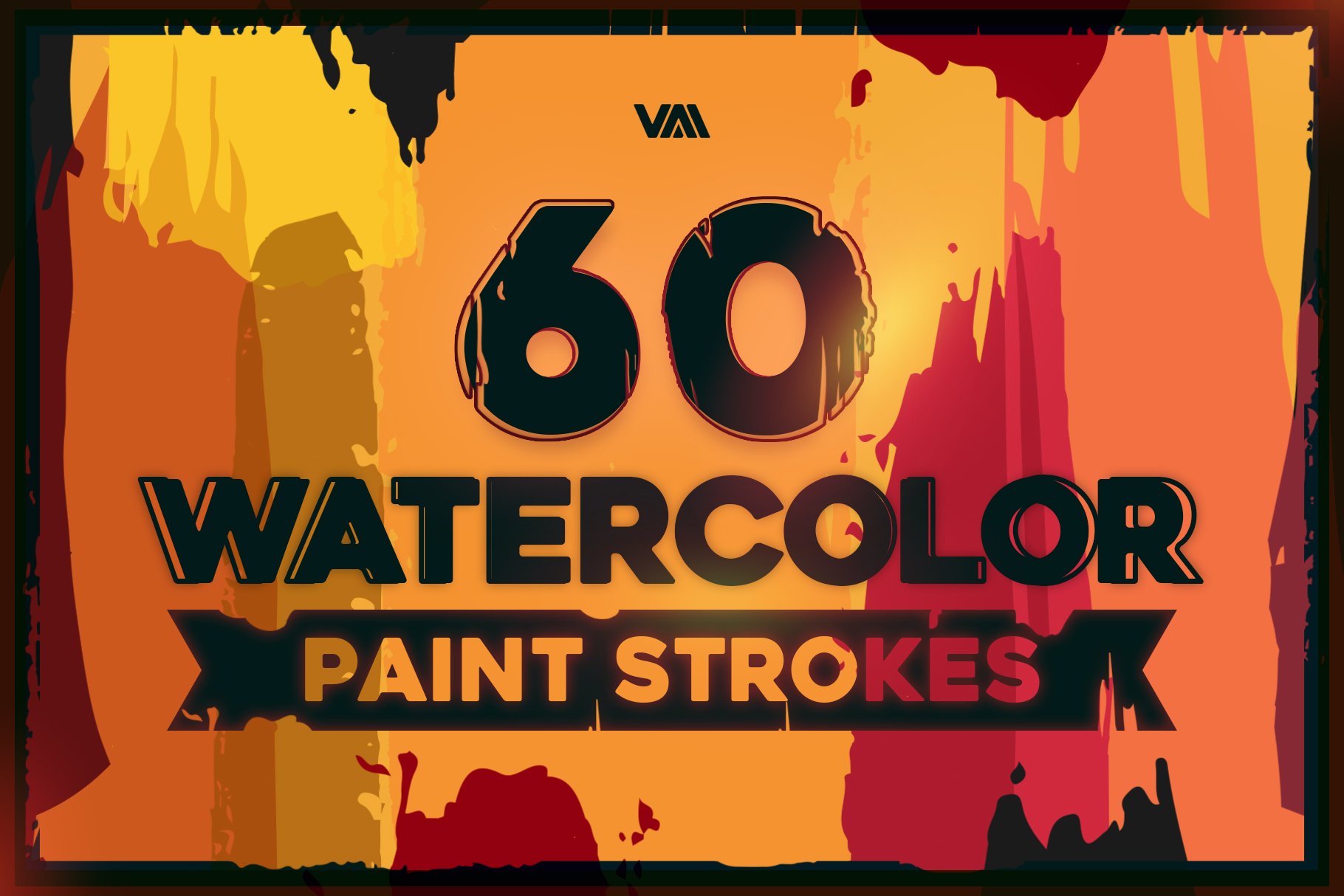 60 Watercolor Paint Strokes Brushescover image.