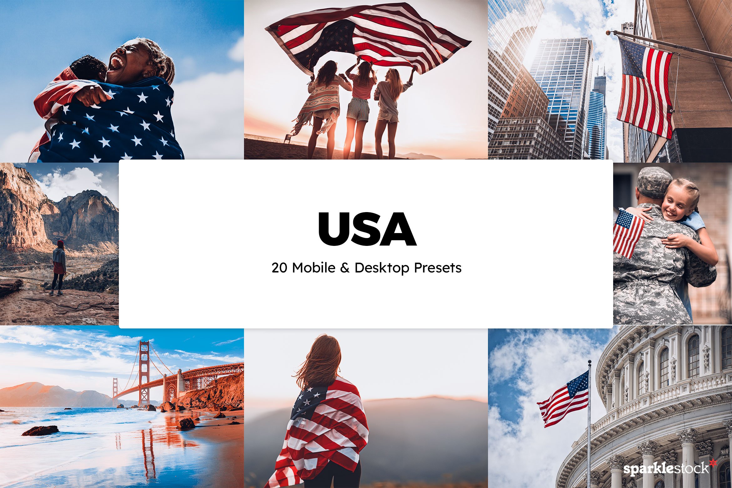 20 USA Lightroom Presets & LUTscover image.